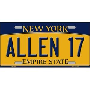 NFL Buffalo Bills License Plate Aleen 17 Tag Metal Yellow  Sign Retro NY Logo